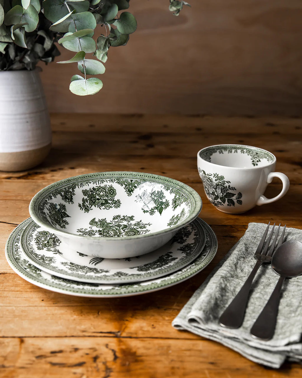 Retro Transfer-Printed Porcelain — Soup Bowl