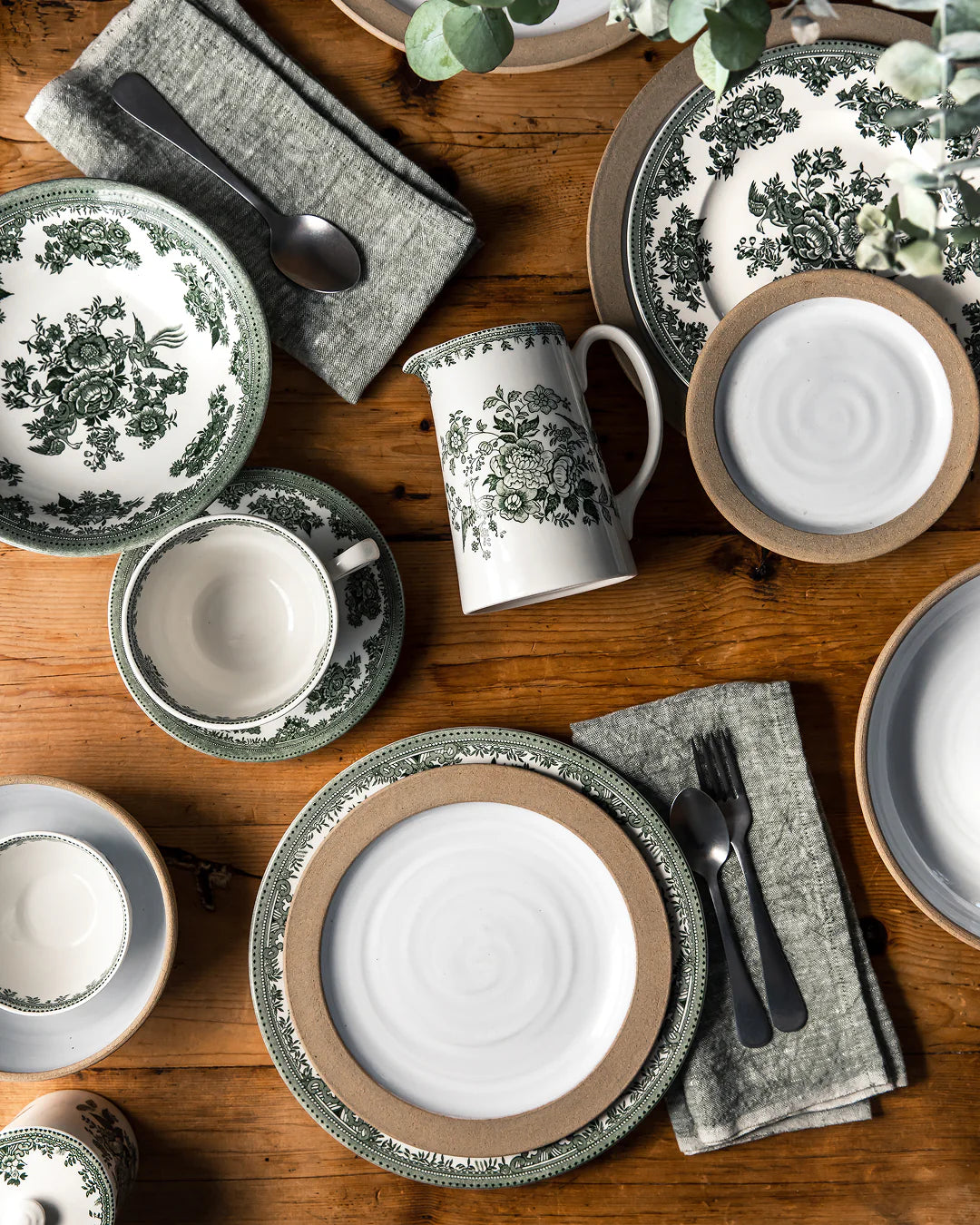 Retro Transfer-Printed Porcelain Kettle
