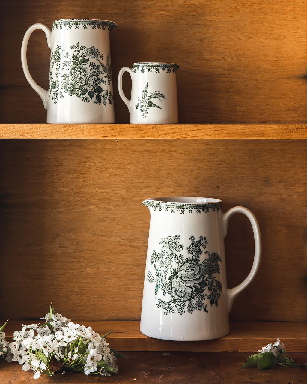 Retro Transfer-Printed Porcelain Kettle